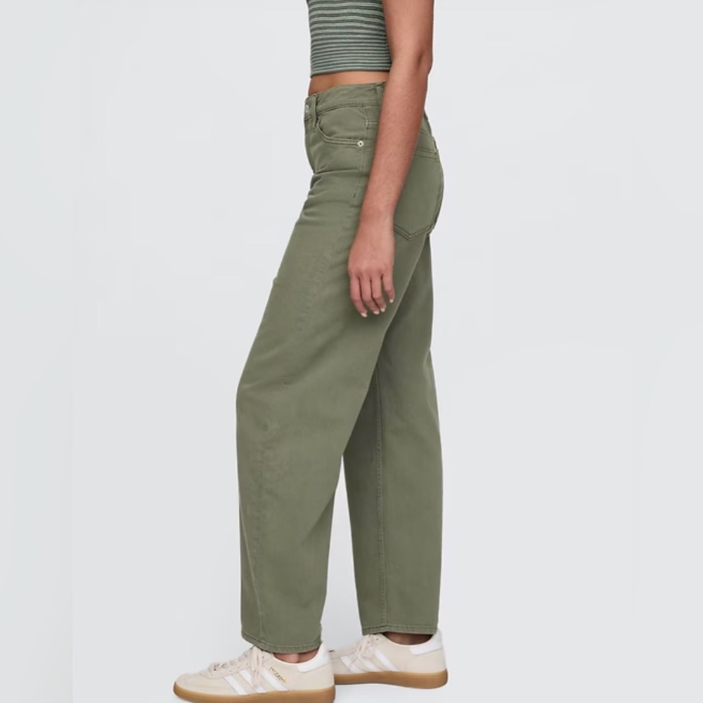 Gap High-Rise Barrel Jeans NWT 32/14 Tall Khaki Green Baggy Skater Streetwear - Picture 3 of 9